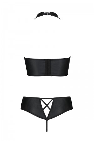 Bustier et string faux cuir Nancy - Passion