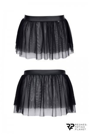 Mini jupe noire en maille transparente - Regnes