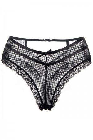 Tanga noir dentelle - Paris Hollywood