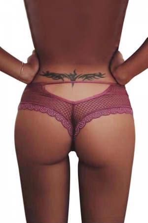 Tanga bordeaux dentelle - Paris Hollywood