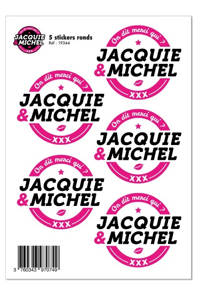 5 stickers J&M blanc logo rond