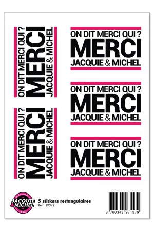 5 stickers J&M blanc logo rectangle