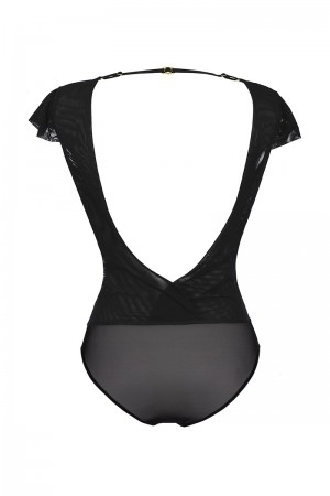 Body tulle et dentelle noir V-9900 - Axami