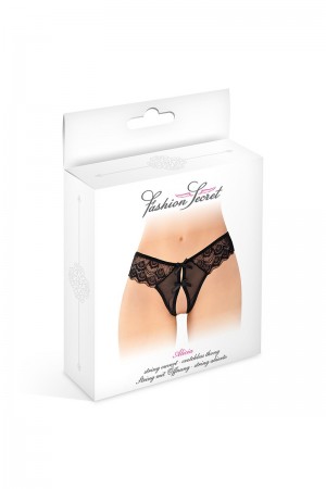 String ouvert Alicia noir - Fashion Secret