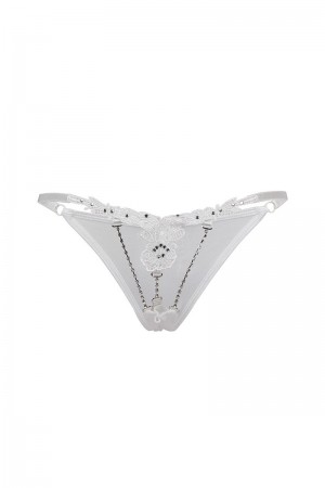 String ouvert à strass blanc