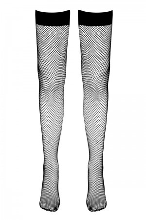 Bas résille autofixants noir - Cotelli Legwear
