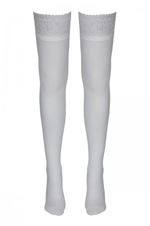 Bas autofixants blanc - Cotelli Legwear