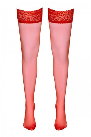 Bas autofixants rouge - Cotelli Legwear