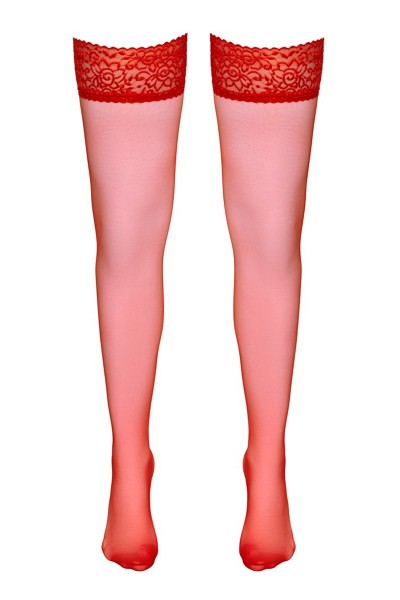 Bas autofixants rouge - Cotelli Legwear