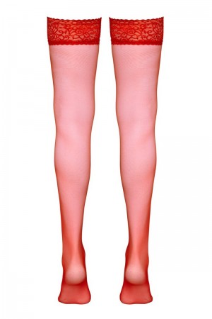 Bas autofixants rouge - Cotelli Legwear