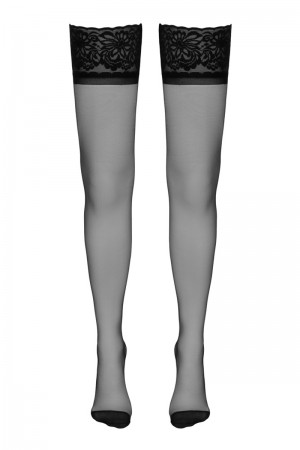 Bas autofixants couture noir 1 - Cotelli Legwear