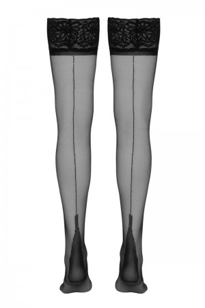 Bas autofixants couture noir 1 - Cotelli Legwear