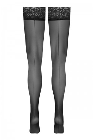 Bas autofixants noir Hold up 3 - Cotelli Legwear