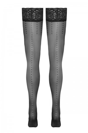 Bas autofixants noir Hold up 2 - Cotelli Legwear