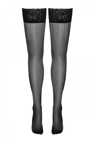 Bas autofixants noir Hold up 2 - Cotelli Legwear