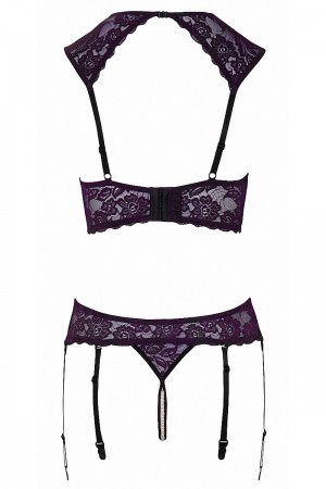 Ensemble lingerie ouverte violet - Cotelli Lingerie
