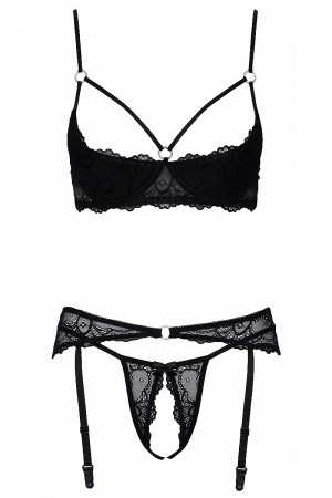 Ensemble lingerie ouverte noir - Cotelli Lingerie