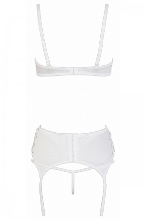 Ensemble lingerie 3 pièces ouvert blanc - Cottelli Lingerie