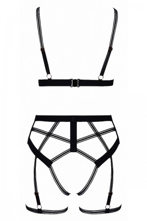 Set lingerie BDSM harnais noir - Cotelli Lingerie