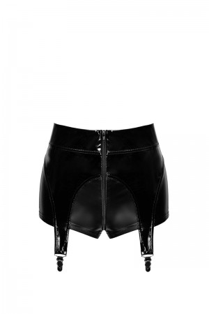 Short à jarretelles Glam F325 vinyle et wetlook