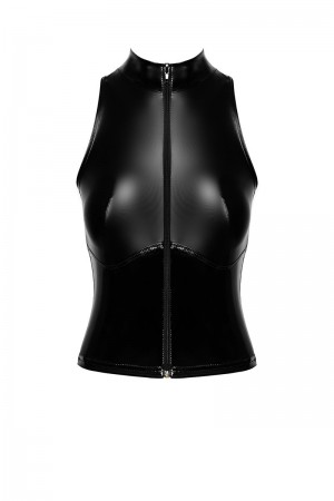 Top zippé Glam F324 vinyle et wetlook