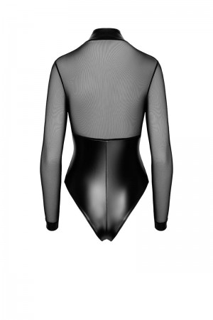 Body Edge zippé avec anneaux F321 wetlook et tulle