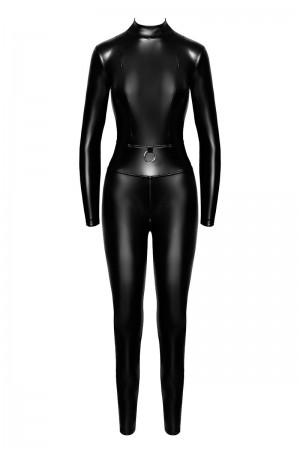 Combinaison intégrale Caged avec anneaux F319 wetlook