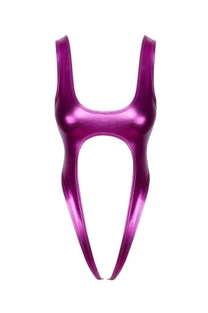 Body rose métallisé ouvert à l'entrejambe - Cotelli Lingerie