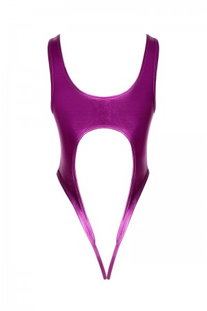 Body rose métallisé ouvert à l'entrejambe - Cotelli Lingerie
