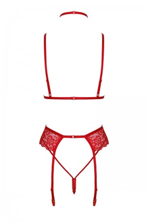 Ensemble 5 pièces Bondage Red Lace Kiss 243 - Kissable