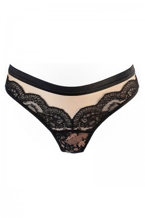 String tulle et dentelle noir V-10718 - Axami
