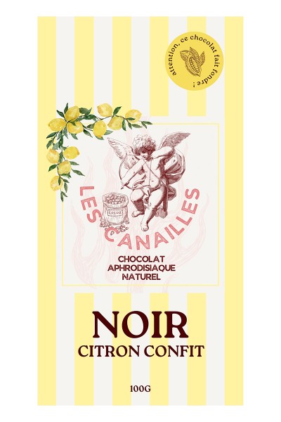 Chocolat noir citron confit - Tablette 100g - Les canailles