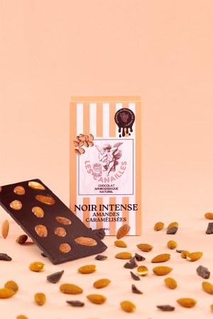 Chocolat noir amandes caramélisées - Tablette 100g - Les canailles