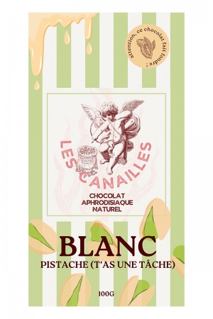Chocolat blanc pistache - Tablette 100g - Les canailles