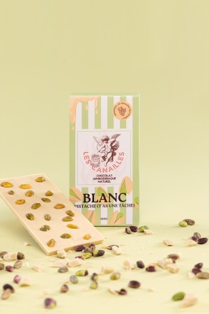 Chocolat blanc pistache - Tablette 100g - Les canailles