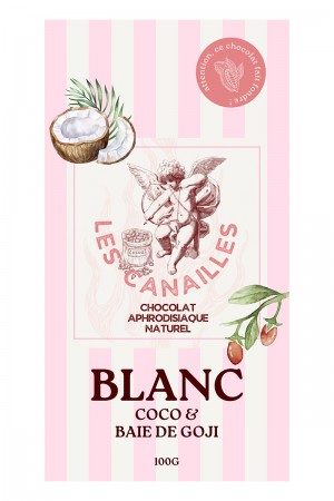 Chocolat blanc coco et baie de goji - Tablette 100g - Les canailles