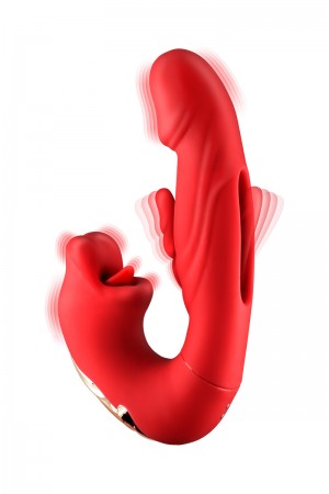 Vibromasseur rabbit 3-en-1 Kissy rouge - Yoba