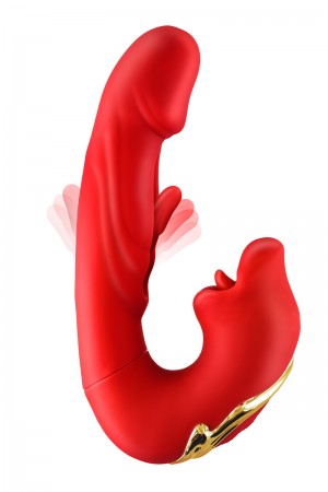 Vibromasseur rabbit 3-en-1 Kissy rouge - Yoba