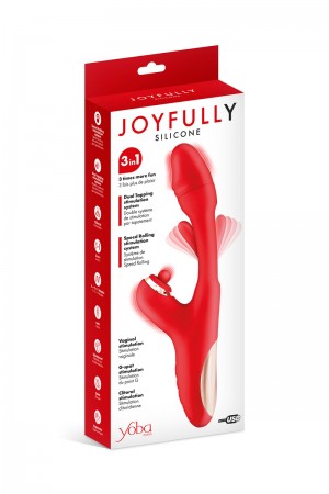 Vibromasseur rabbit 3-en-1 Joyfully rouge - Yoba