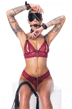 Ensemble 7 pièces Fetish SM noir -  Bad Kitty