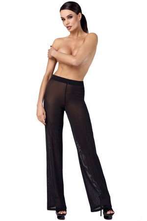 Pantalon en maille pailletée Onyx F374 - Noir Handmade