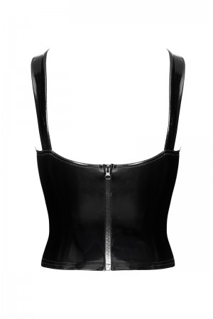 Corset en vinyle Dominae F379 - Noir Handmade