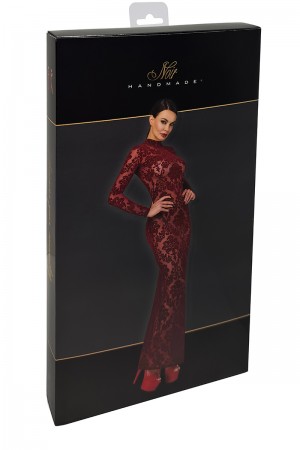 Robe fendue en tulle floqué Kink Royal F383 - Noir Handmade