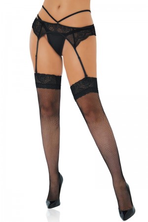 Bas résille Net Stockings with Lace Top - Daring Intimates