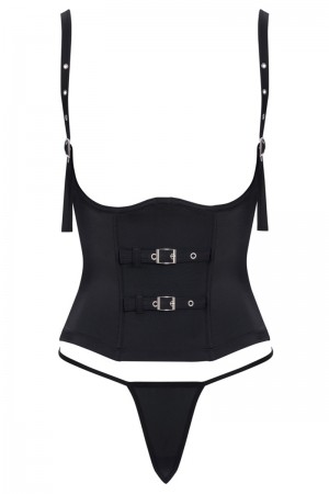 Ensemble corset seins nus noir - Cottelli PARTY