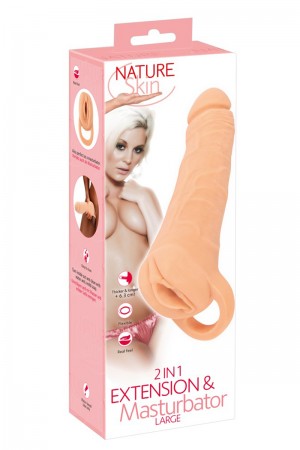 Masturbateur et extension de pénis  23,8 cm - Nature Skin
