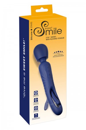 Vibro Wand réversible avec langue vibrante - Sweet Smile