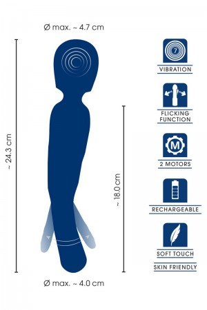 Vibro Wand réversible avec langue vibrante - Sweet Smile