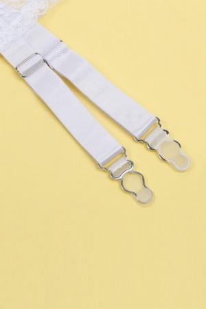 Porte-jarretelles et string Blanc - Litolu Lingerie