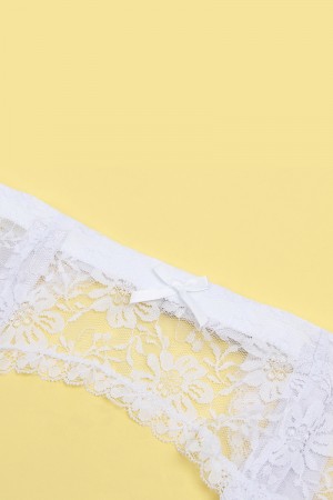 Porte-jarretelles et string Blanc - Litolu Lingerie